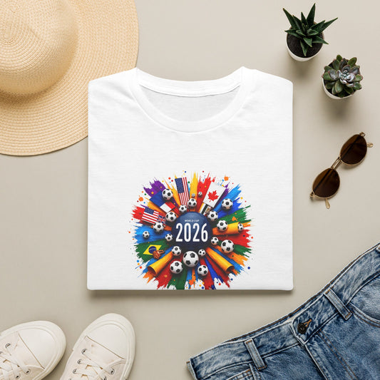 2026 World Flags Graphic T-Shirt — International Pride Soccer Ball Design