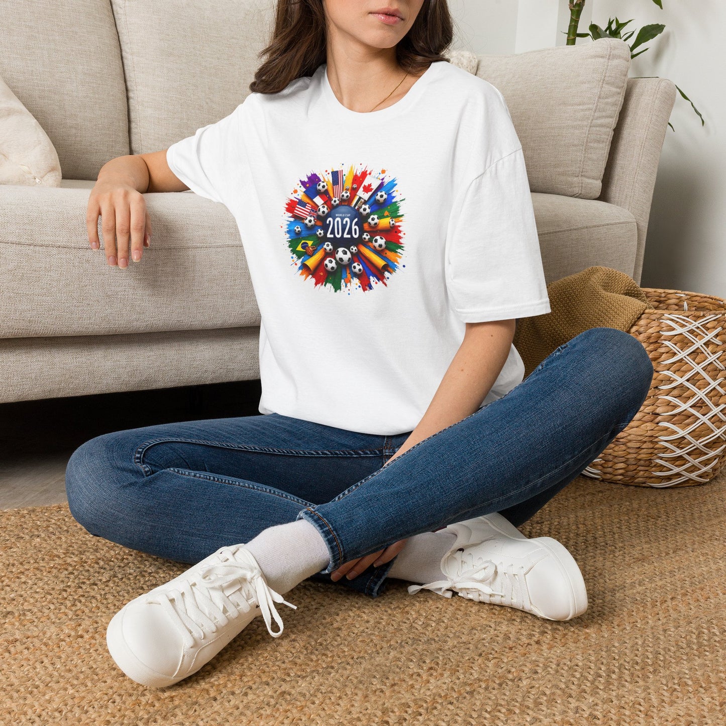 2026 World Flags Graphic T-Shirt — International Pride Soccer Ball Design